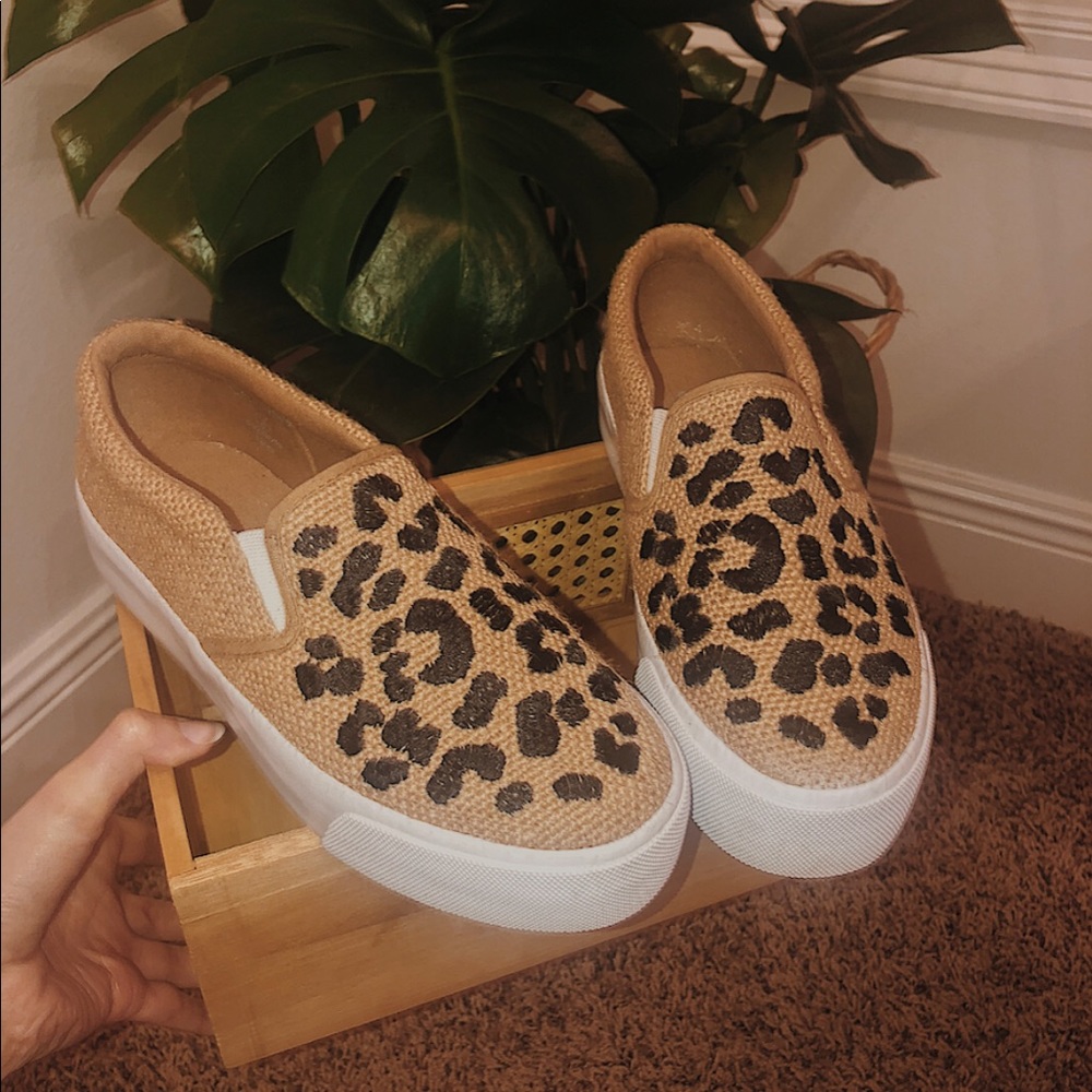 ASOS cheetah and rattan platform slip on sneakers